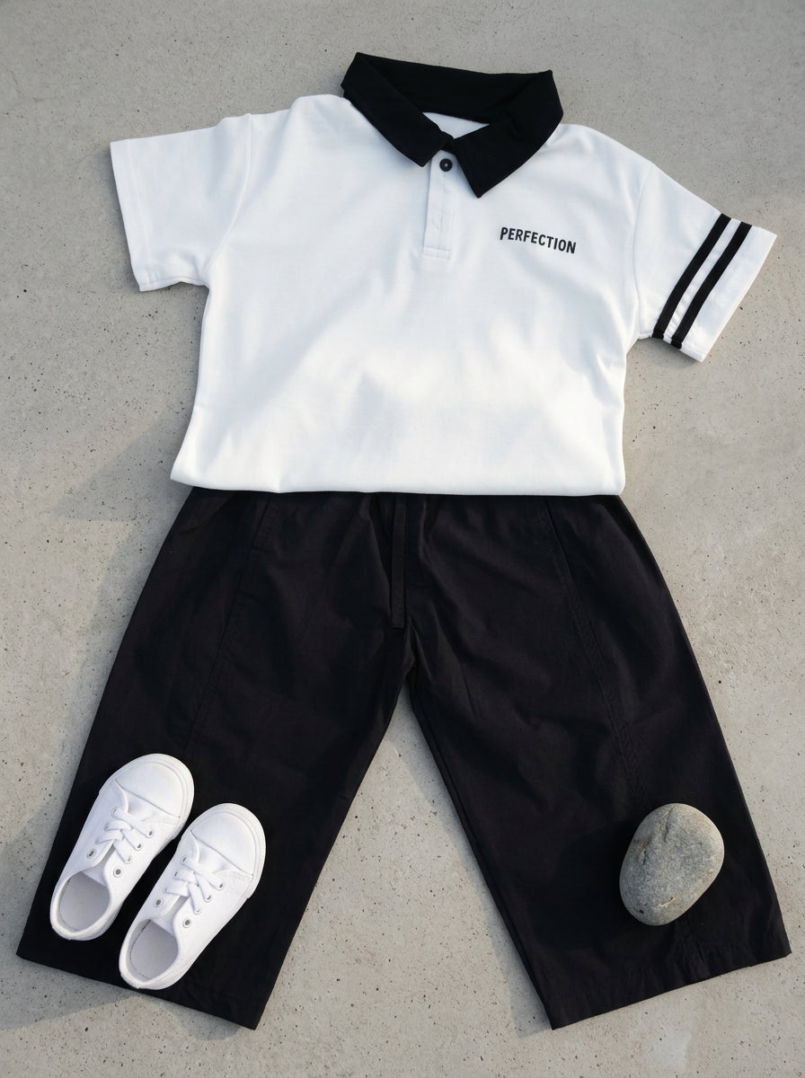 Boys "Perfection" Polo Shirt & Navy Shorts Set