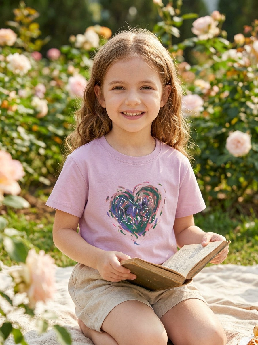 Girls Pink Heart Graphic Short Sleeve T-Shirt