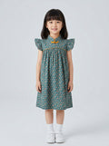 Girls Floral Cheongsam-Style Flutter Sleeve Dress