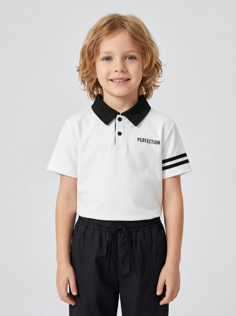 Boys "Perfection" Polo Shirt & Navy Shorts Set
