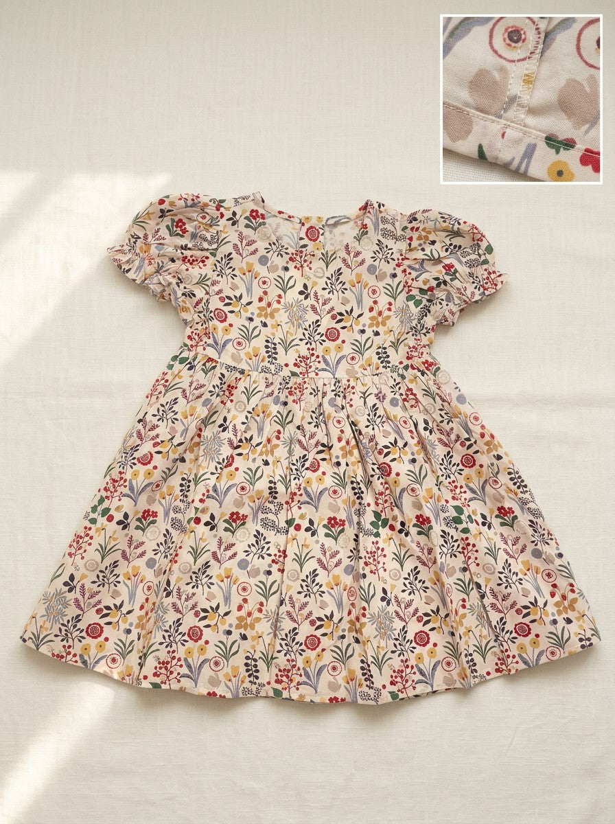 Girls Floral Puff Sleeve Dress