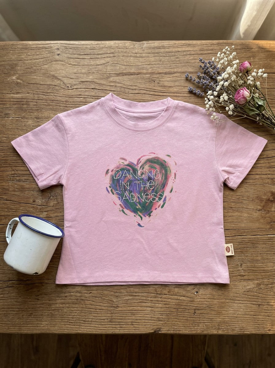 Girls Pink Heart Graphic Short Sleeve T-Shirt